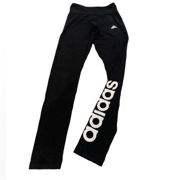 Adidas Black Logo Leggings - Size XS - Picture 1 of 7